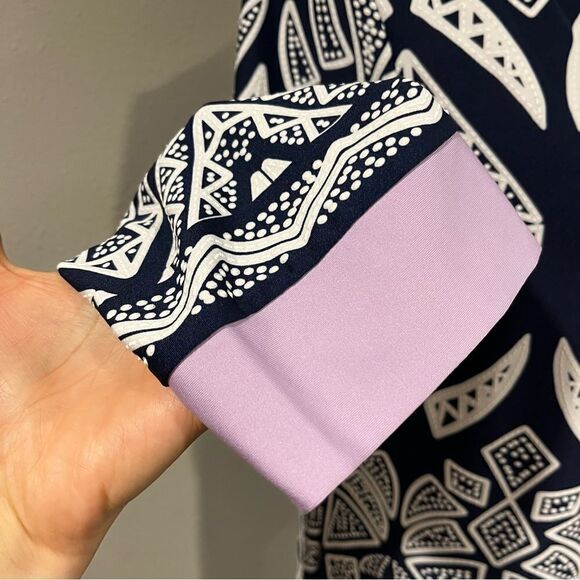 Geometrical print scoop neck shift 3/4 length sleeve dress - Picture 9 of 12